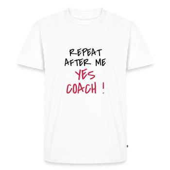 Coach / Coaching / Entraineur / Sport - T-shirt Premium bio Homme - blanc - Devant - Nico (187cm)