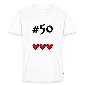 50 YEARS. 50th ANNIVERSARY. BIRTHDAY 50 YEARS. 50 - Men's Premium Organic T-Shirt - white - Front - Nico (187cm)