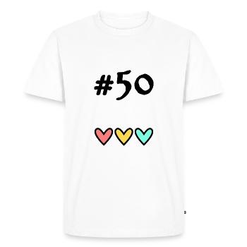 50 YEARS. 50th ANNIVERSARY. BIRTHDAY 50 YEARS. 50 - Men's Premium Organic T-Shirt - white - Front - Nico (187cm)