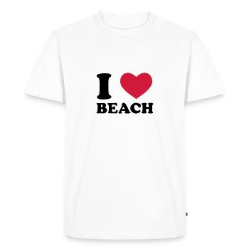 I Love Beach - Men's Premium Organic T-Shirt - white - Front - Nico (187cm)