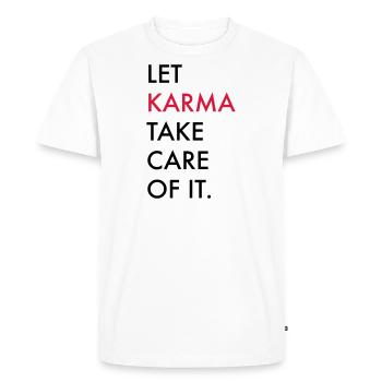 karma - Men's Premium Organic T-Shirt - white - Front - Nico (187cm)