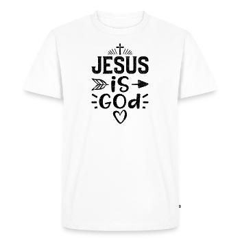Jésus est Dieu - Jésus - T-shirt Premium bio Homme - blanc - Devant - Nico (187cm)