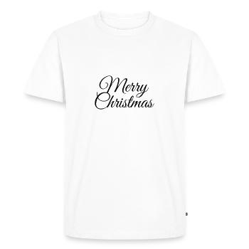 Joyeux Noël Calligraphie | Joyeux Noël - T-shirt Premium bio Homme - blanc - Devant - Nico (187cm)