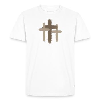 Croix, Jésus - T-shirt Premium bio Homme - blanc - Devant - Nico (187cm)