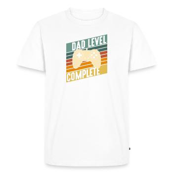 Papa level complete Gaming Father Baby Pregnant - Men's Premium Organic T-Shirt - white - Front - Nico (187cm)
