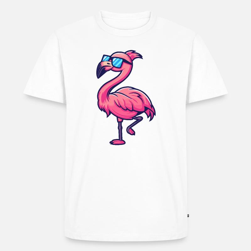 Flamingo Cool Comic - Männer Premium Bio T-Shirt - Weiß