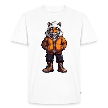 Leopard Funny Winter - Men's Premium Organic T-Shirt - white - Front - Nico (187cm)
