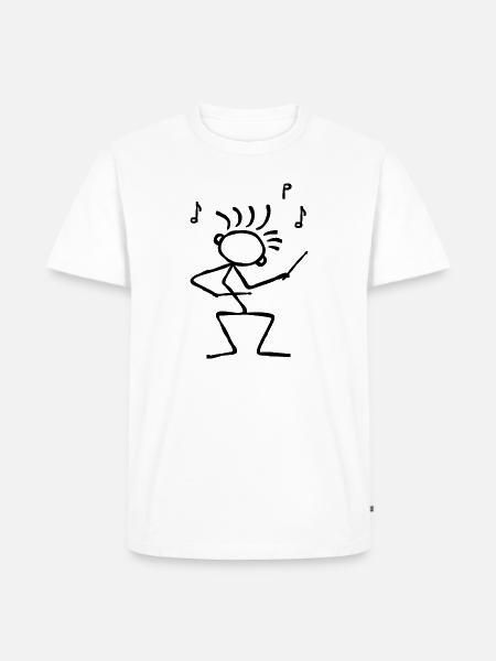 Strichmännchen mit Drumsticks - Drummer - Männer Premium Bio T-Shirt - Weiß
