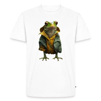 Such a storm thinks the frog with a rain jacket - Men's Premium Organic T-Shirt - white - Front - Nico (187cm)