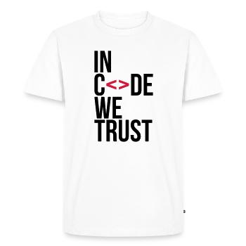 in code we trust ! - T-shirt Premium bio Homme - blanc - Devant - Nico (187cm)