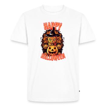 Spooky Cat Halloween Charm - T-shirt Premium bio Homme - blanc - Devant - Nico (187cm)