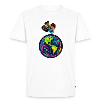 Le poisson et sa planète - T-shirt Premium bio Homme - blanc - Devant - Nico (187cm)
