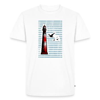 Lighthouse by the sea – peace and orientation - Men's Premium Organic T-Shirt - white - Front - Nico (187cm)