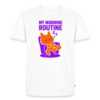 Routine matinale chat #1 - T-shirt Premium bio Homme - blanc - Devant - Nico (187cm)