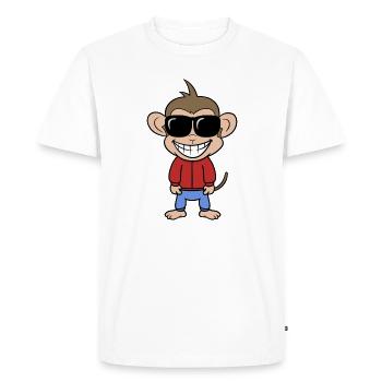 Singe sportif en jogging - T-shirt Premium bio Homme - blanc - Devant - Nico (187cm)