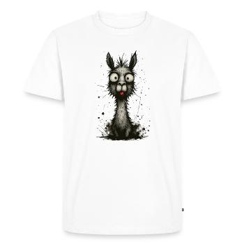 Lama drôle avec langue – éclaboussure de bande dessinée - T-shirt Premium bio Homme - blanc - Devant - Nico (187cm)