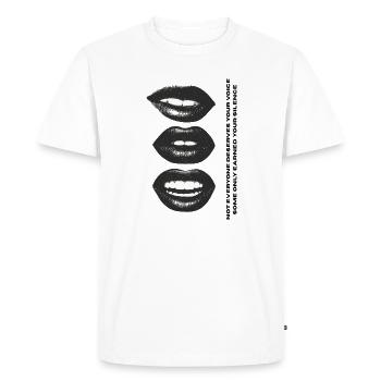 Lèvres - Voix - T-shirt Premium bio Homme - blanc - Devant - Nico (187cm)