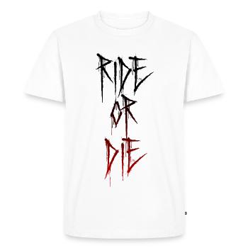 RIDE OR DIE Motiv – Biker Lifestyle - Men's Premium Organic T-Shirt - white - Front - Nico (187cm)