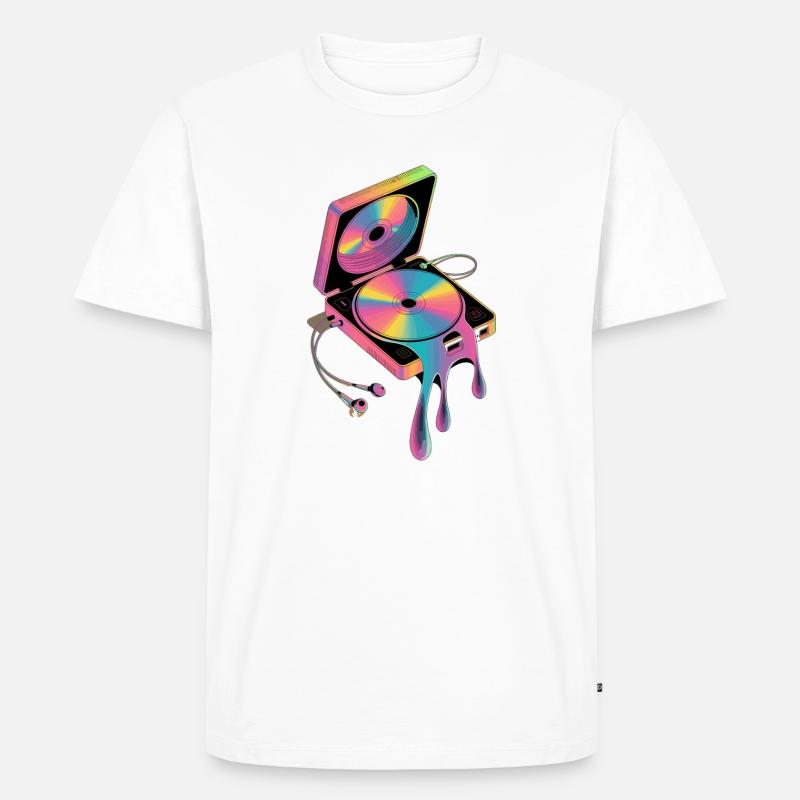  Retro Discman Psychedelic CD Player 90er - Männer Premium Bio T-Shirt - Weiß