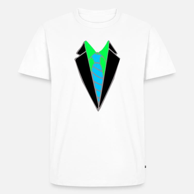 Neon Sakko mit blauer Krawatte - Männer Premium Bio T-Shirt - Weiß