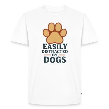 Facilement distrait par les chiens - T-shirt Premium bio Homme - blanc - Devant - Nico (187cm)