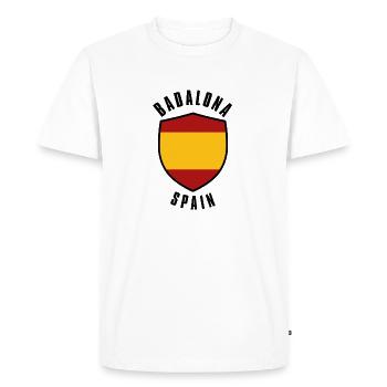 Spanish flag shield in red-yellow color palette - Men's Premium Organic T-Shirt - white - Front - Nico (187cm)