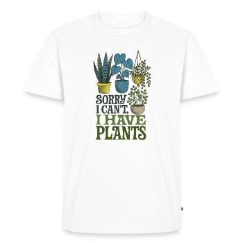 Désolé, je ne peux pas, j’ai des plantes - T-shirt Premium bio Homme - blanc - Devant - Nico (187cm)