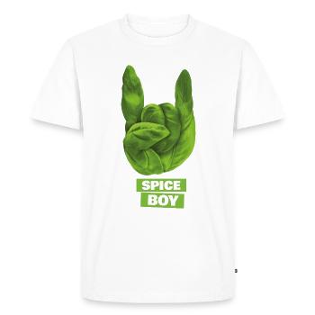Spiceboy - Basil - Devil Horns - Rock 'n' Roll - T-shirt Premium bio Homme - blanc - Devant - Nico (187cm)
