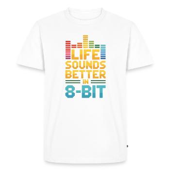 La vie sonne mieux en 8 bits | Chiptune Vibes - T-shirt Premium bio Homme - blanc - Devant - Nico (187cm)