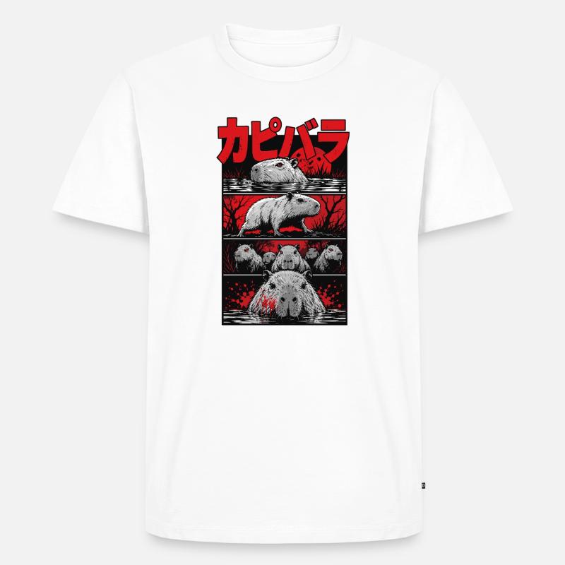 Blutsee Capybara Horror - Männer Premium Bio T-Shirt - Weiß