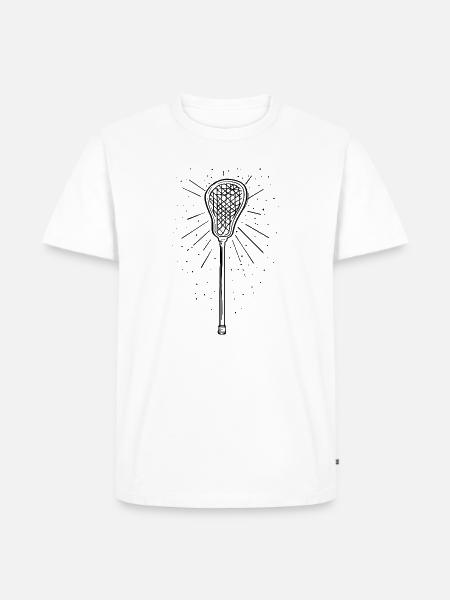 Lacrosseschläger Line Art - Männer Premium Bio T-Shirt - Weiß
