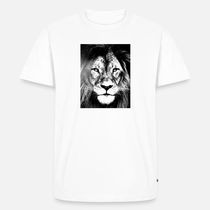 Löwe schwarz weiß Design - Männer Premium Bio T-Shirt - Weiß
