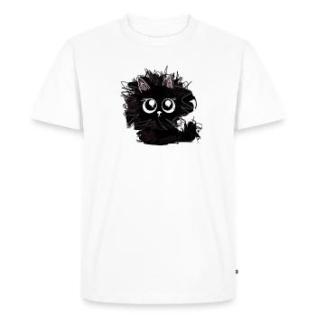 Cat, illustration, black, disheveled, tousled - Men's Premium Organic T-Shirt - white - Front - Nico (187cm)