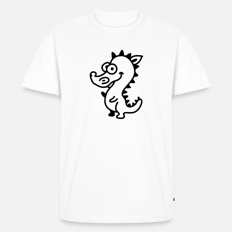 Drachen - Line - Männer Premium Bio T-Shirt - Weiß