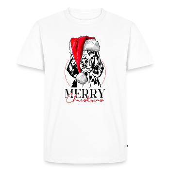 Père Noël gallois Springer Spaniel Joyeux Noël - T-shirt Premium bio Homme - blanc - Devant - Nico (187cm)