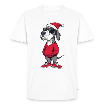 Dogue Allemand Chien Noël Noël - T-shirt Premium bio Homme - blanc - Devant - Nico (187cm)