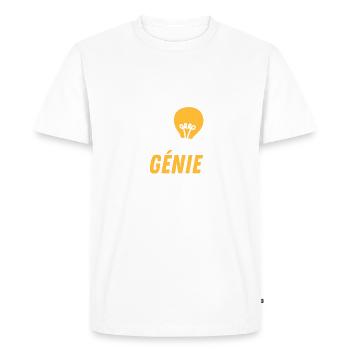 Bye Bye le génie - Pot de départ - T-shirt Premium bio Homme - blanc - Devant - Nico (187cm)