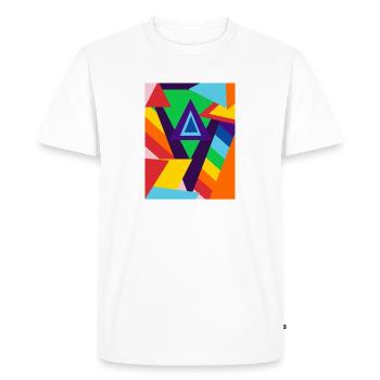 Rainbow Colours and shapes (Positive Designs) - Men's Premium Organic T-Shirt - white - Front - Nico (187cm)