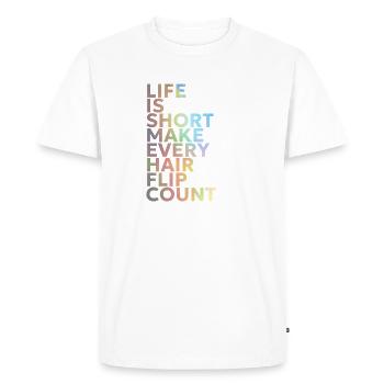 La vie est courte - T-shirt Premium bio Homme - blanc - Devant - Nico (187cm)