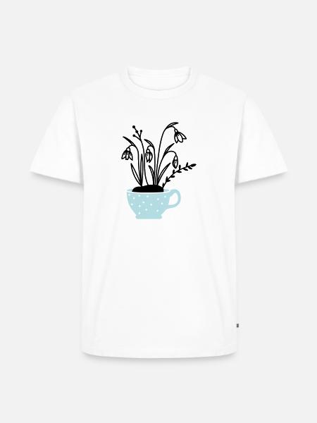 Schneeglöckchen in Tasse - Männer Premium Bio T-Shirt - Weiß