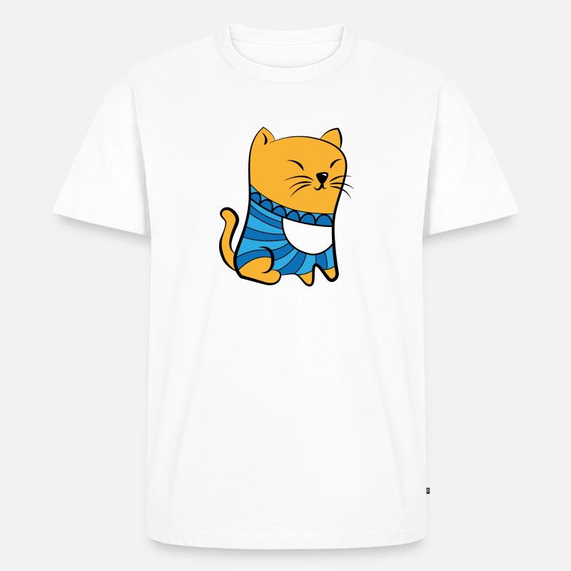Cat with Pullover - Men's Premium Organic T-Shirt - white