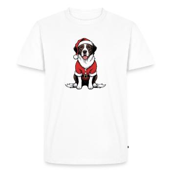 Père Noël chien Père Noël Cadeau chien - T-shirt Premium bio Homme - blanc - Devant - Nico (187cm)