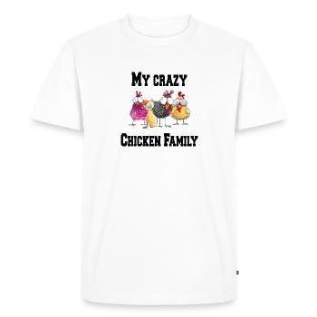 Ma famille folle - poulets - T-shirt Premium bio Homme - blanc - Devant - Nico (187cm)