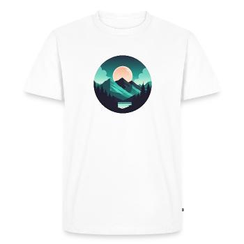 Mountain Landscape Geometric Art - Men's Premium Organic T-Shirt - white - Front - Nico (187cm)