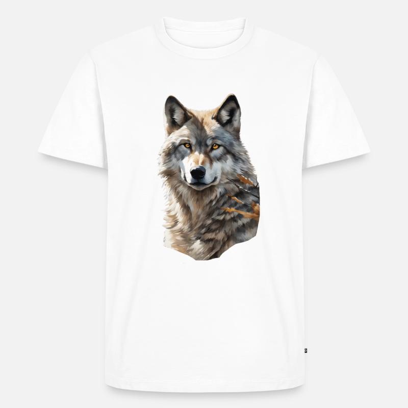 Wolf - Männer Premium Bio T-Shirt - Weiß