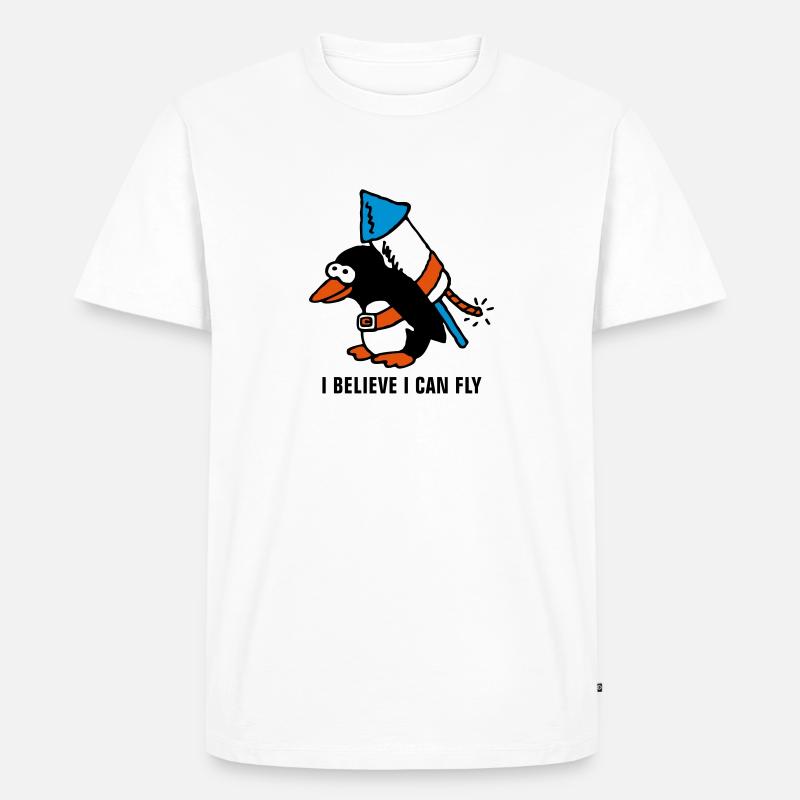 rocket_pinguin_white_b_3c - Männer Premium Bio T-Shirt - Weiß
