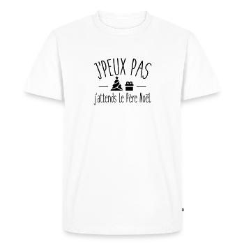 Je peux pas j'attends le Père Noël - T-shirt Premium bio Homme - blanc - Devant - Nico (187cm)