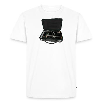 Clarinette démontée à l’intérieur d’une valise - T-shirt Premium bio Homme - blanc - Devant - Nico (187cm)