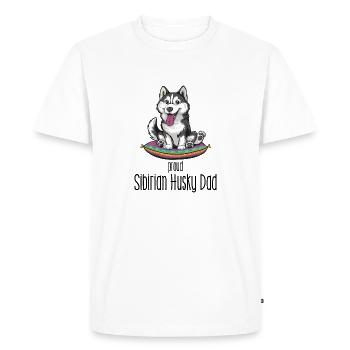 Fier papa husky sibérien - T-shirt Premium bio Homme - blanc - Devant - Nico (187cm)
