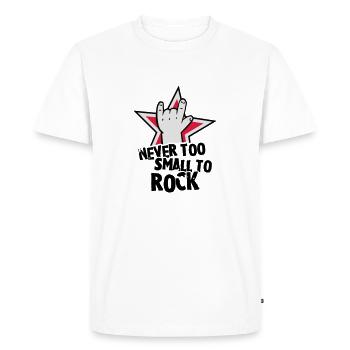 never too small to rock - geburt - baby -kleinkind - T-shirt Premium bio Homme - blanc - Devant - Nico (187cm)